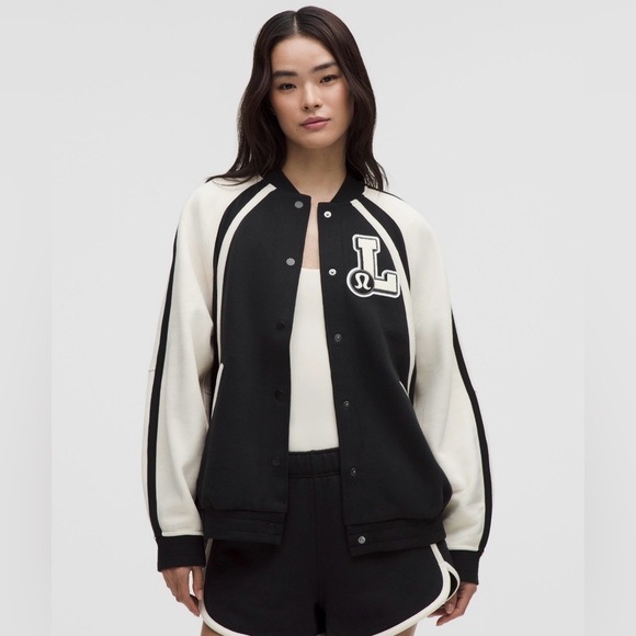 Lululemon Scuba Oversized Collegiate
Jacket Graphic Black/Light Ivory (XS/S)NWT - Picture 1 of 8